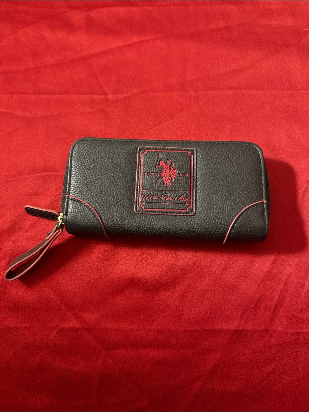 U.S. Polo Assn. Black Wallet with Red Accents